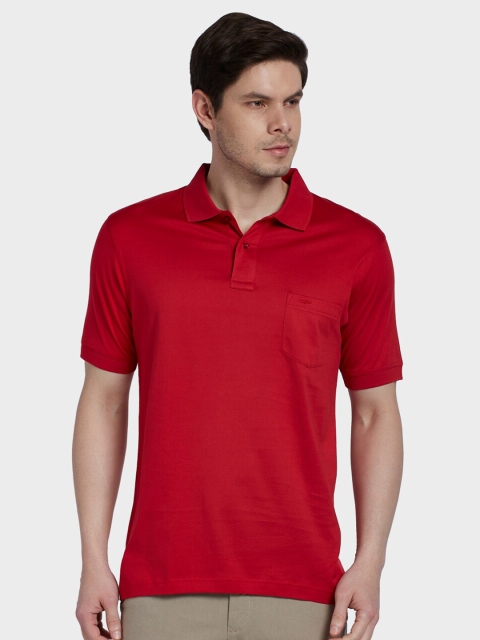 

ColorPlus Men Red Polo Collar Pockets T-shirt