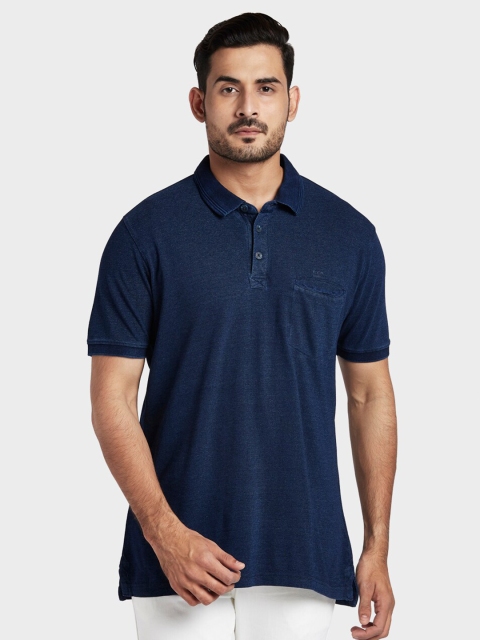 

ColorPlus Men Blue Polo Collar Pockets T-shirt