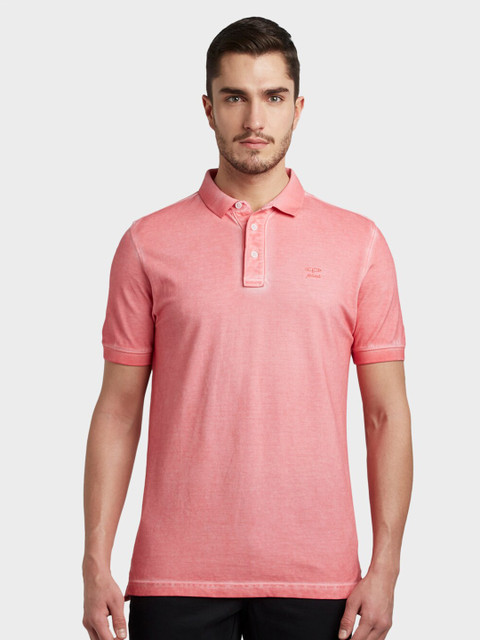 

ColorPlus Men Coral Red Polo Collar T-shirt