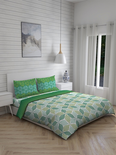 

Layers Green Floral Printed Cotton Bedding set -3 pieces