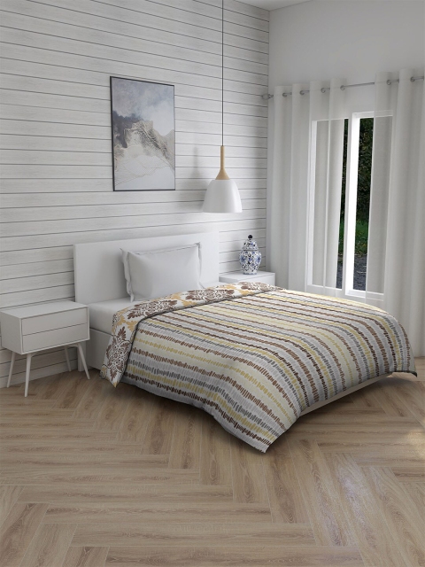 

Layers Beige & Brown Striped AC Room 120 GSM Single Bed Comforter