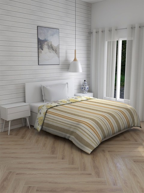 

Layers Yellow & Brown Striped AC Room 120 GSM Single Bed Comforter