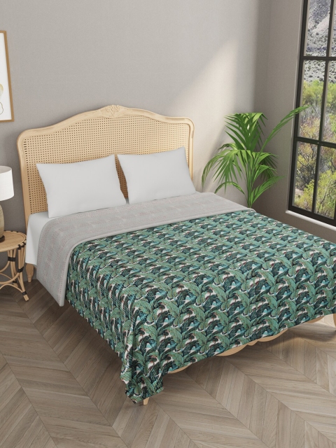 

Gulaab Jaipur White & Green Printed Cotton Double King Bed Cover