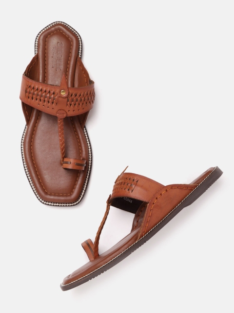 

Anouk Men Brown Leather One-Toe Sandals