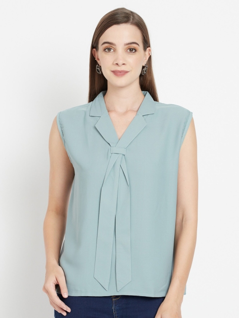 

Purple State Turquoise Blue Crepe Regular Top