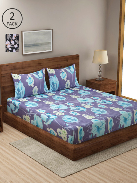 

NEUDIS Multicoloured Floral 210 TC 2 King Bedsheets with 4 Pillow Covers, Multi