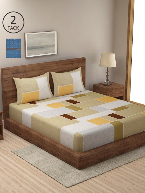

NEUDIS Multicoloured Geometric 2 King Bedsheet with 4 Pillow Covers, Multi