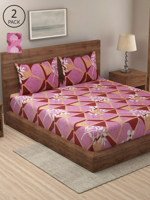 

NEUDIS Multicoloured Printed Cotton 240 TC 2 King Bedsheet With 4 Pillow Covers, Multi