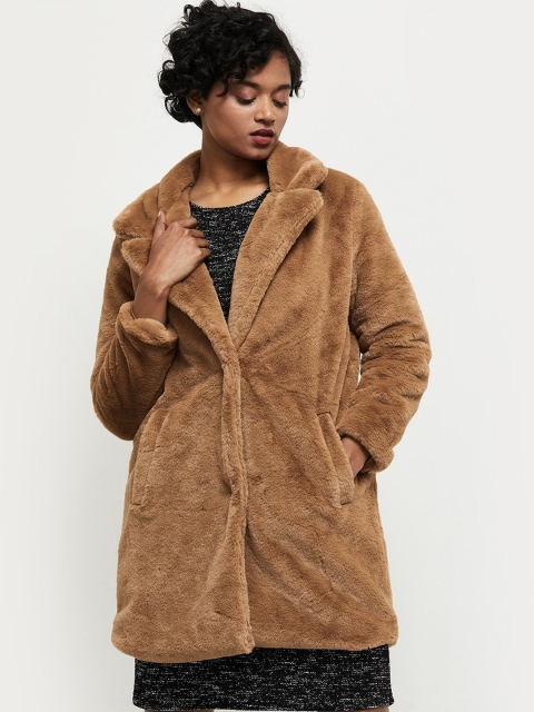 

max Women Brown Floral Checked Windcheater Longline Tailored Jacket