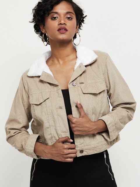 

max Women Green Windcheater Crop Tailored Jacket