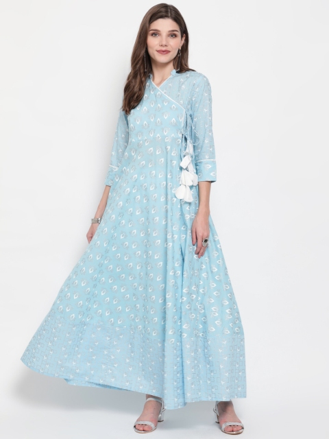 

Luni Blue Ethnic Motifs Maxi Dress