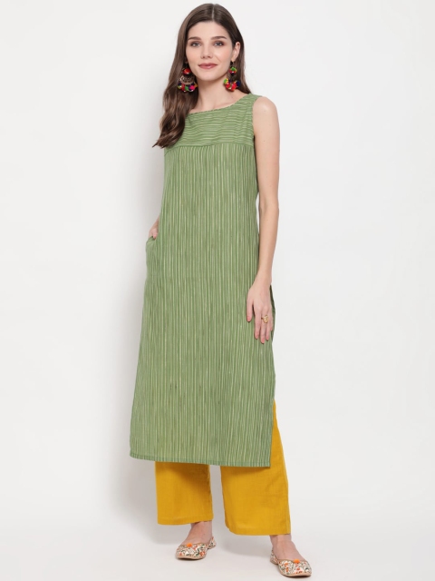 

Luni Women Green Striped Kurta