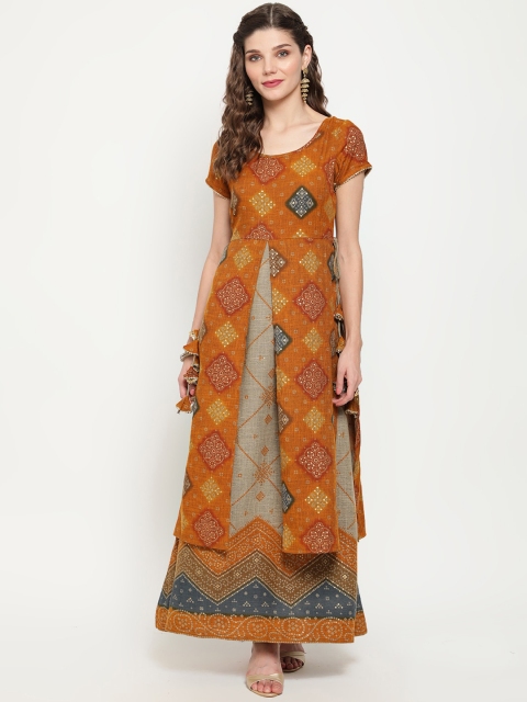 

Luni Mustard Yellow Ethnic Motifs Maxi Dress