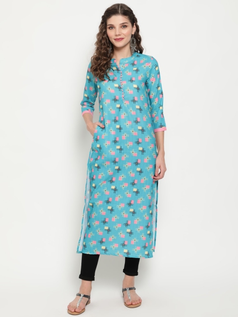 

Luni Women Blue Geometric Printed Kurta