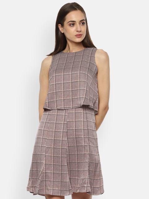 

Van Heusen Woman Purple Checked Layered A-Line Dress