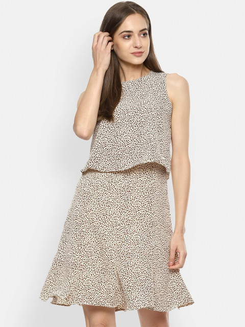

Van Heusen Woman Beige Printed A-Line Dress