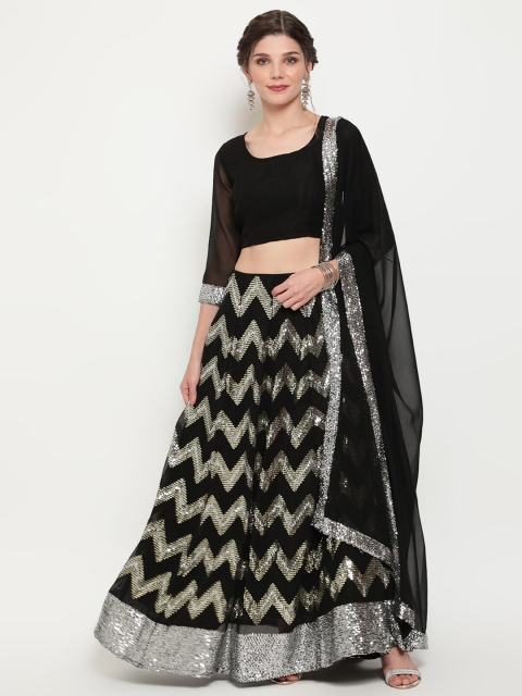 

Luni Black & Silver-Toned Sequinned Ready to Wear Lehenga & Blouse With Dupatta