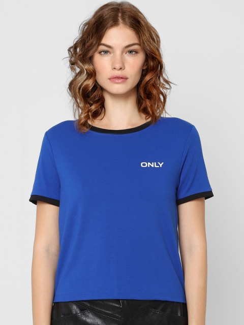

ONLY Women Blue Solid T-shirt