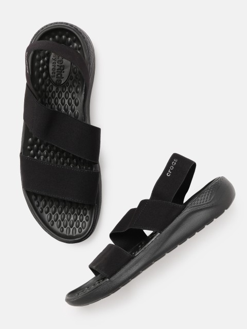 

Crocs Women Black LITERIDE STRETCH Open Toe Flats
