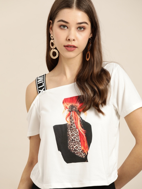 

Moda Rapido White & Black Printed Top