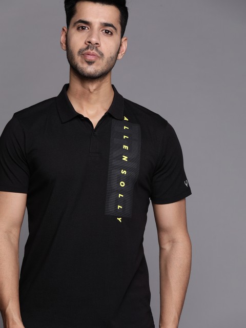 

Allen Solly Tribe Men Black Cotton Brand Logo Printed Polo Collar T-shirt
