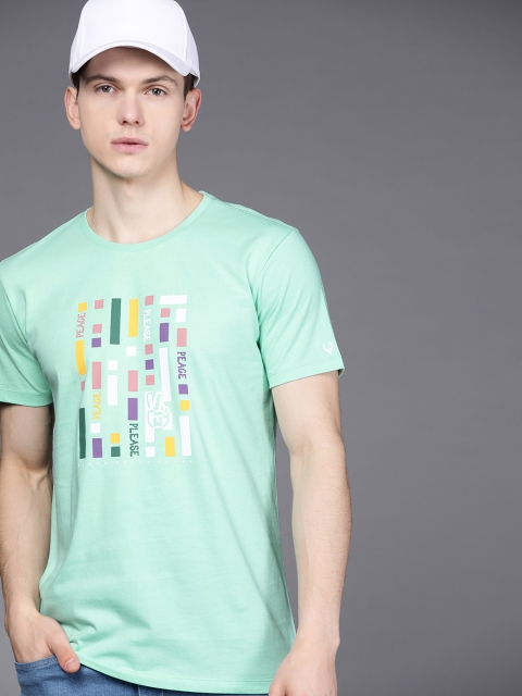 

Allen Solly Tribe Men Green Typography Printed Pure Cotton T-shirt
