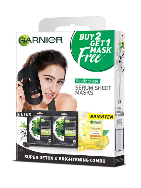 

Garnier Set of 1 Light Complete Milky Serum Sheet Mask & 2 Charcoal Black Serum Sheet Mask