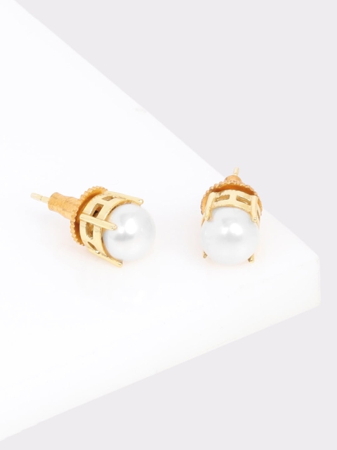 

Mikoto by FableStreet Gold-Toned & White Contemporary Studs Earrings