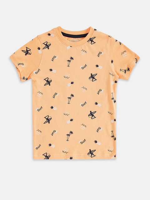 

Pantaloons Junior Boys Peach-Coloured Printed T-shirt