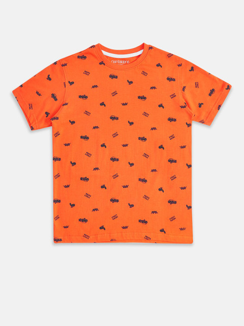 

Pantaloons Junior Boys Orange Printed T-shirt