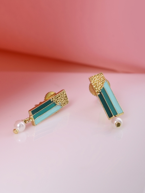 

Mikoto by FableStreet Gold-Toned Contemporary Drop Earrings