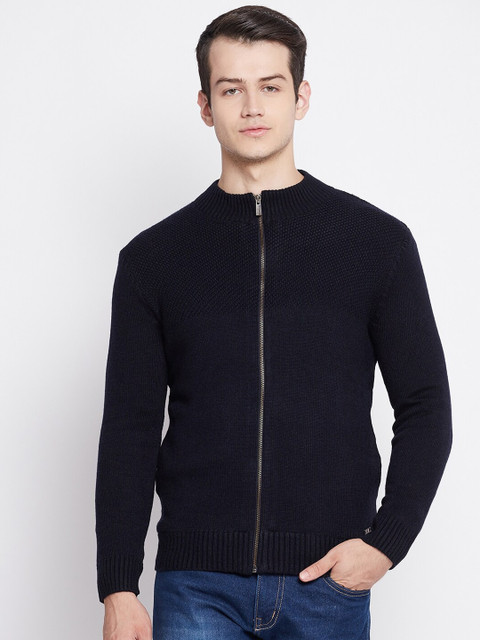 

Octave Men Navy Blue Acrylic Cardigan Sweater