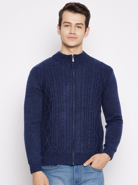 

Octave Men Blue Cable Knit Acrylic Cardigan