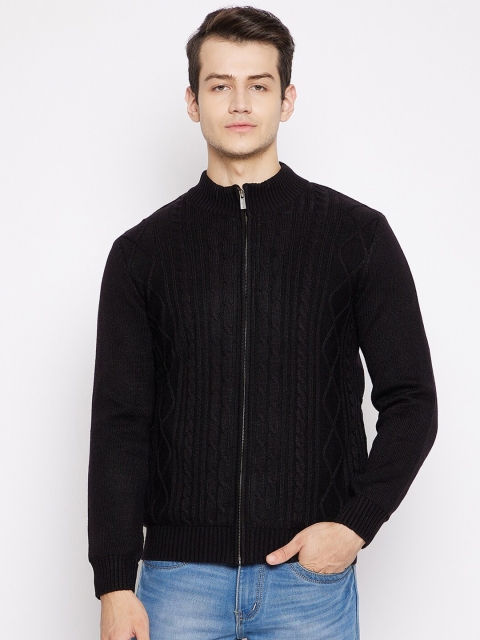 

Octave Men Black Cable Knit Acrylic Cardigan Sweater