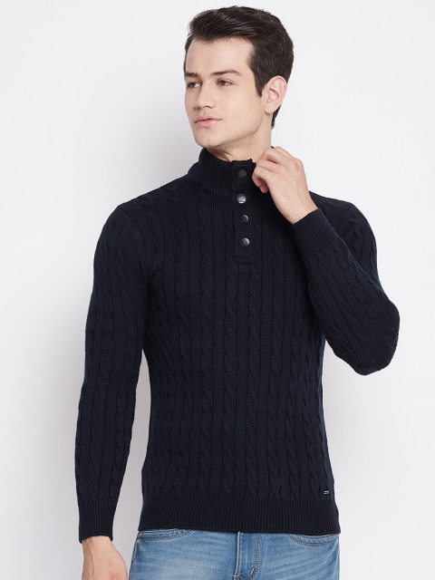 

Octave Men Navy Blue Acrylic Cable Knit Pullover