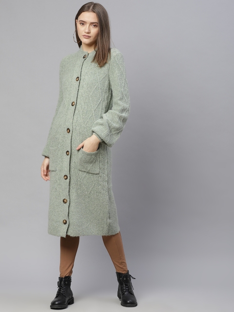 

Marks & Spencer Women Green Longline Front-Open