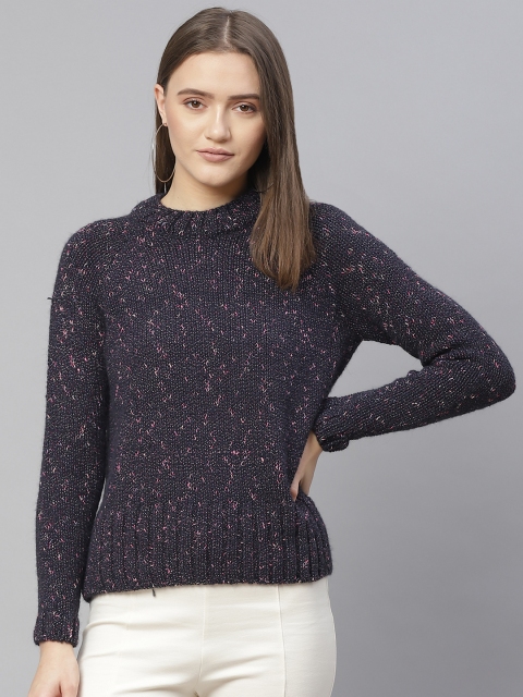 

Marks & Spencer Women Navy Blue Speckled Pullover