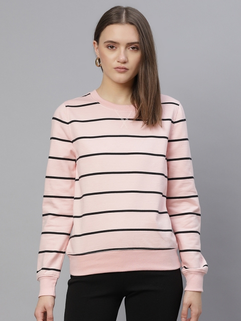 

Marks & Spencer Women Pink & Black Striped Sweatshirt