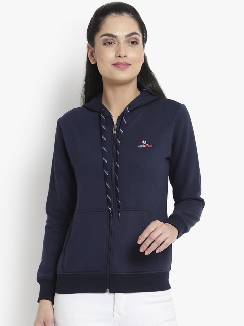 

Reich Color Women Navy Blue Hooded Sweatshirt