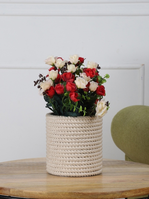 

OddCroft Set Of 2 Red & White Rose Buds Bunch Artificial Flowers