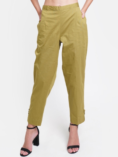 

WESTCLO Women Green Peg Trousers