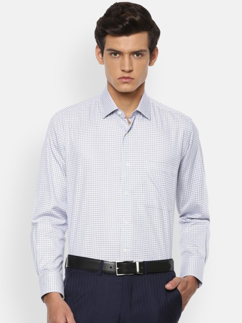 

Luxure by Louis Philippe Men Blue Opaque Checked Formal Shirt