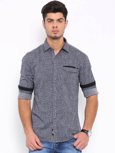 

Killer Men Navy Blue Lean Fit Printed Casual Shirt