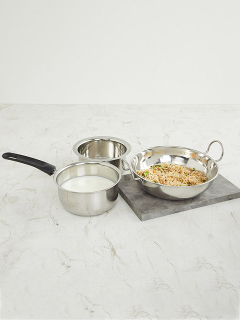 

Home Centre Pack of 3 Silver Stainless Steel Cookware Set