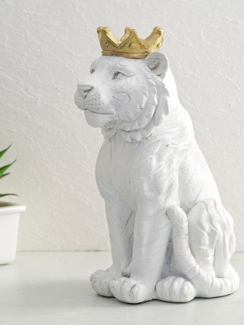 

Home Centre White Textured Ceramic Tiger Figurine