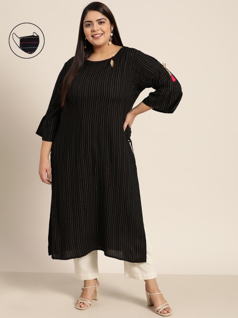 

Juniper Women Black & Red Striped Liva Kurta