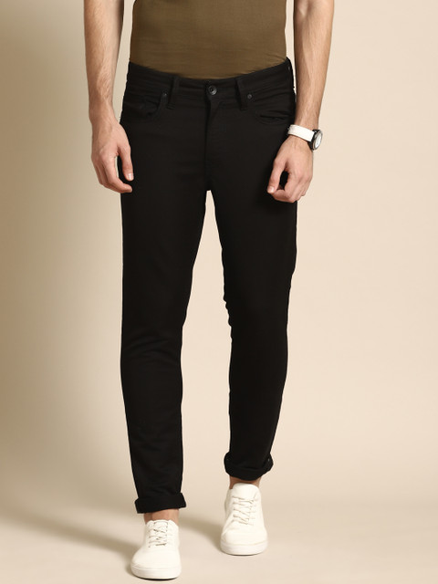 

United Colors of Benetton Men Black Skinny Fit Dobby Stretchable Jeans