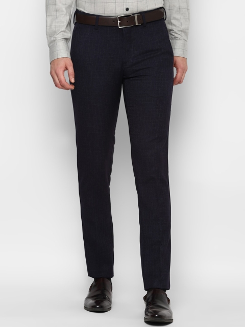 

Allen Solly Men Navy Blue Textured Slim Fit Formal Trousers