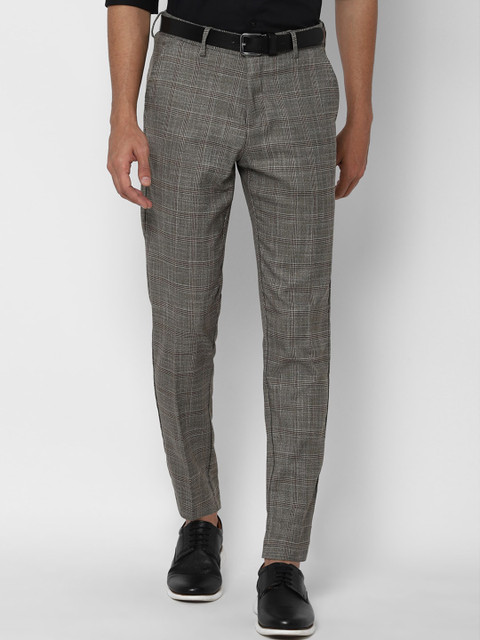 

Allen Solly Men Grey Checked Slim Fit Formal Trousers