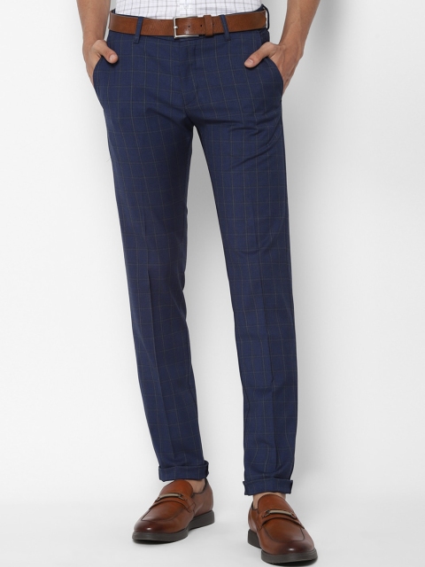 

Allen Solly Men Navy Blue Checked Slim Fit Formal Trousers